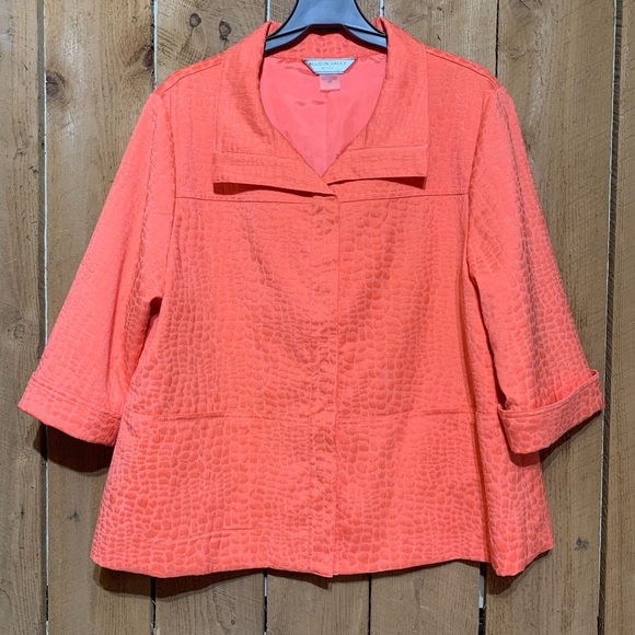Coldwater Creek Tops - Coral Textured Women's jacket snap closure Allison Daley 16P